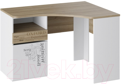 Письменный стол ТриЯ Оксфорд угловой ТД-139.15.03 (ривьера/белый с рисунком) - фото