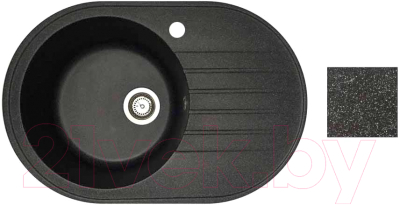 Мойка кухонная БелЭворс Rondo L (черный, без сифона) - фото