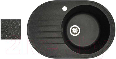 Мойка кухонная БелЭворс Rondo R (черный, без сифона) - фото