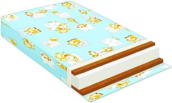 Матрас в кроватку Баюшка Кокос/холкон/кокос 12x60x120 / КХК12 - фото