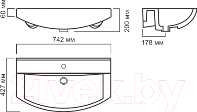 Умывальник Sanita Luxe Best 75 / BST75SLWB01