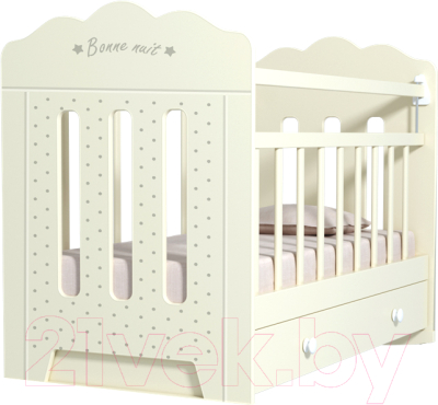 Детская кроватка VDK Bonne маятник и ящик (слоновая кость) - фото