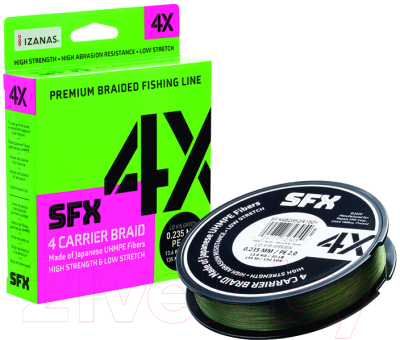 Леска плетеная Sufix 4X 0.185мм 10кг PE 1.2 / SFX4B185GR150Y