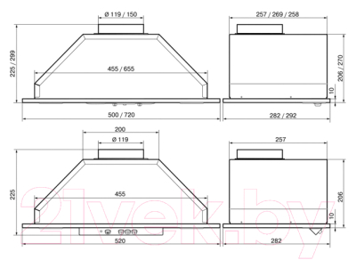 Вытяжка скрытая Elikor Врезной блок 52П-400-П3Д / 170028 (белый)