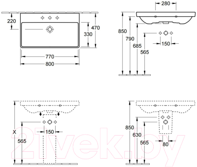 Умывальник Villeroy & Boch Avento 4156-80-01