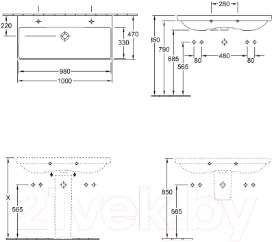 Умывальник Villeroy & Boch Avento 4156-A5-01