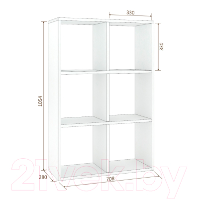 Стеллаж Кортекс-мебель КМ-33 6 секций (белый)