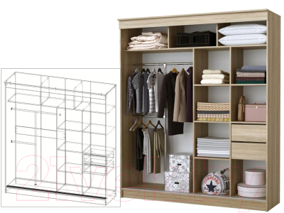 Шкаф-купе Памир Альянс Бабочка 2.0м (дуб сонома)