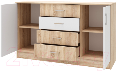 Тумба Памир Беатрис 1400 (дуб сонома/белый глянец)
