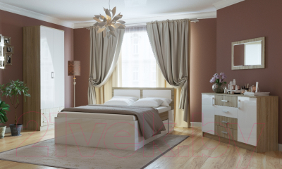 Тумба Памир Беатрис 1400 (дуб сонома/белый глянец)