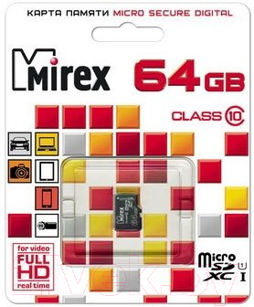 Карта памяти Mirex microSDXC UHS-I Class 10 64Gb (13612-MC10SD64)