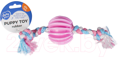 Игрушка для собак Duvo Plus Мяч ребристый с веревочной косичкой / 11430