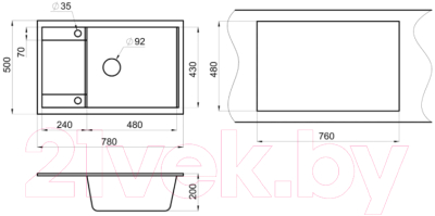 Мойка кухонная GRANULA GR-7805 (арктик)