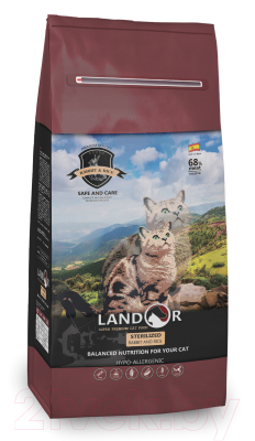 Сухой корм для кошек Landor С избыточным весом и стерилизованных кролик с рисом / 7843127 - фото