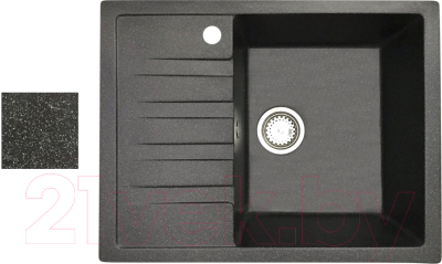 Мойка кухонная БелЭворс Vega R (черный, без сифона) - фото