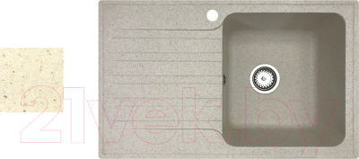 Мойка кухонная БелЭворс Styl R (бежевый, без сифона) - фото
