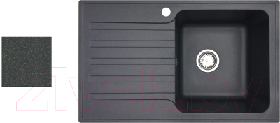 Мойка кухонная БелЭворс Styl R (черный, без сифона) - фото