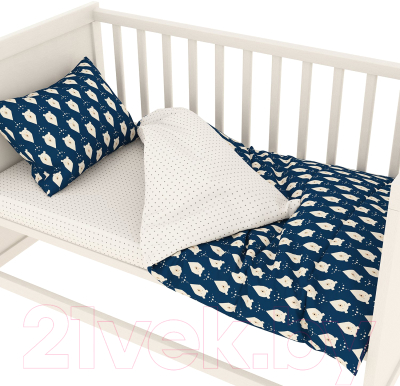 Комплект постельный для малышей Amarobaby Baby Boom / КПБ-3-Белые-медведи