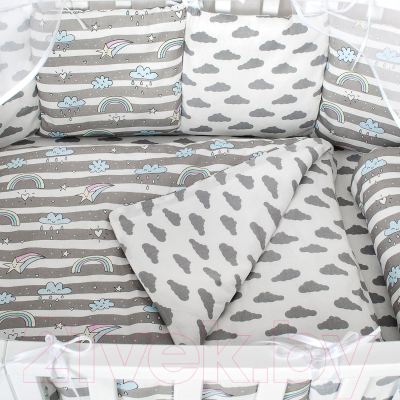 Комплект постельный для малышей Amarobaby Baby Boom Радуга / КПБ-3-Радуга