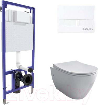 Унитаз подвесной с инсталляцией Berges Novum / 043266 - фото