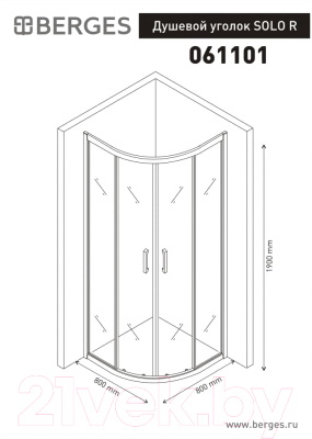 Душевой уголок Berges Solo 80x80x190 R / 061101