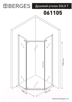 Душевой уголок Berges Solo 90x90x190 T / 061105