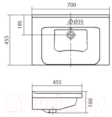 Тумба с умывальником СанитаМебель Эмили-601.700 + Миранда 70