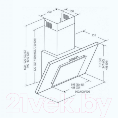 Вытяжка наклонная Akpo Nero Eco 90 WK-4 (белый)
