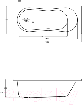 Ванна акриловая Cersanit Nike 170x70 (с каркасом и экраном)