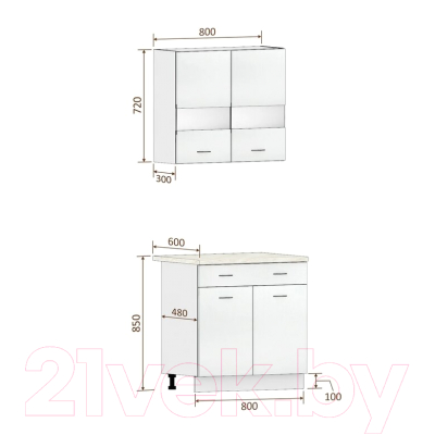 Комплект кухонных модулей Кортекс-мебель Корнелия Экстра 80р1ш