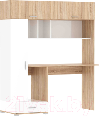 Компьютерный стол Памир ПКС-1 (дуб сонома/белый глянец) - фото