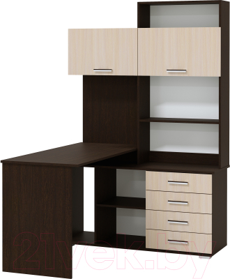 Письменный стол Памир ПКС-11 левый (венге/дуб белфорт) - фото
