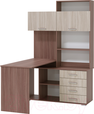 Письменный стол Памир ПКС-11 левый (ясень шимо темный/ясень шимо светлый) - фото