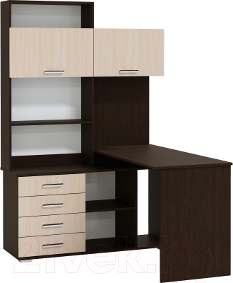 Письменный стол Памир ПКС-11 правый (венге/дуб белфорт) - фото