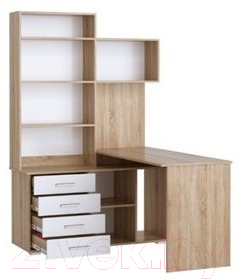 Письменный стол Памир ПКС-11 правый (дуб сонома/белый глянец)