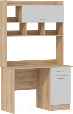 Письменный стол Памир ПКС-2 (дуб сонома/белый глянец) - фото
