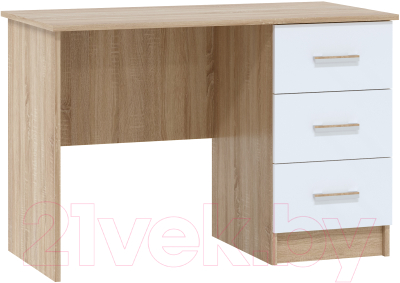 Письменный стол Памир ПКС-3 (дуб сонома/белый глянец) - фото