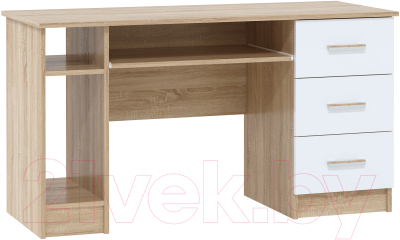Письменный стол Памир ПКС-4 (дуб сонома/белый глянец) - фото