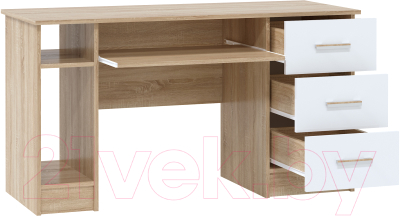 Письменный стол Памир ПКС-4 (дуб сонома/белый глянец)
