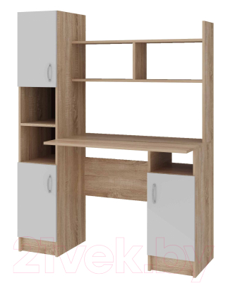Письменный стол Памир ПКС-6 (дуб сонома/белый глянец) - фото