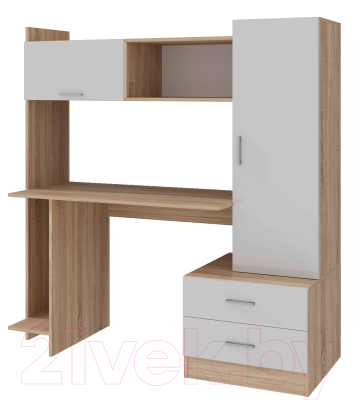 Компьютерный стол Памир ПКС-7 (дуб сонома/белый глянец) - фото