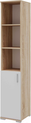 Стеллаж Памир ПКС-8 185.2x38.4x36 (дуб сонома/белый глянец) - фото