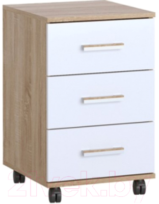 Тумба Памир ПКС-9 выкатная для стола (дуб сонома/белый глянец) - фото