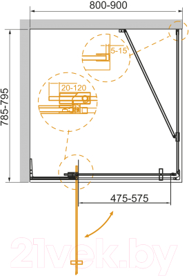 Душевой уголок Cezares SLIDER-AH-1-80-80/90-BR-Cr