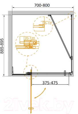 Душевой уголок Cezares SLIDER-AH-1-90-70/80-BR-Cr