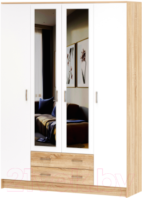 Шкаф Памир Беатрис Квадро (дуб сонома/белый глянец) - фото