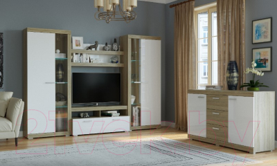 Тумба Памир Соната КС-1500 (дуб сонома/белый глянец)