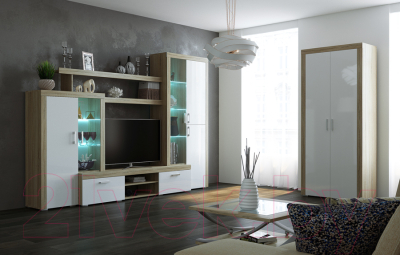 Шкаф Памир Орландо (дуб сонома/белый глянец)