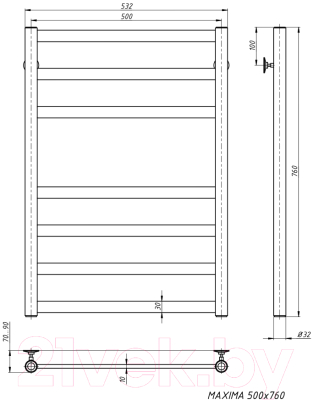 Полотенцесушитель водяной Stinox Maxima 50x80 / max80