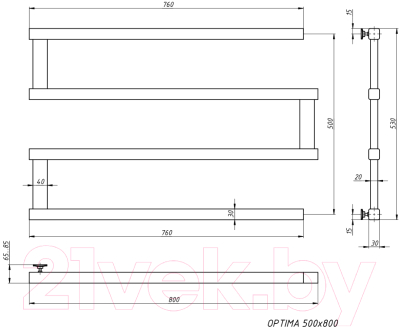 Полотенцесушитель водяной Stinox Optima 50x80 / op80